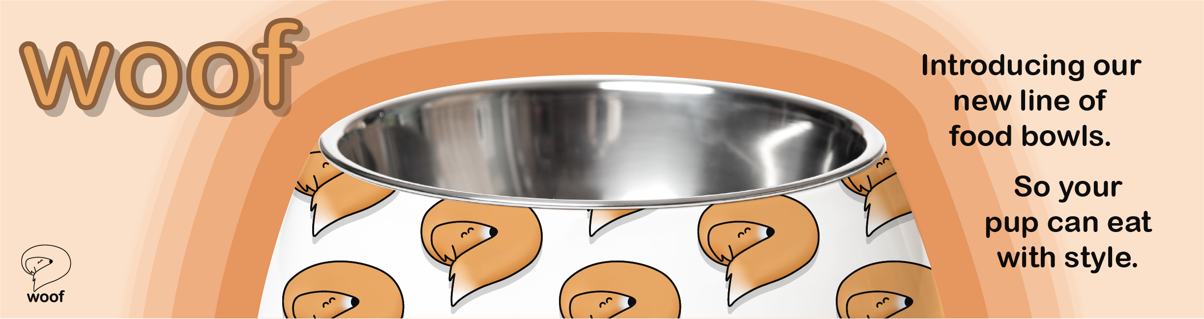 Woof ad in size 8.5 inches by 2.25 inches (Web Banner)